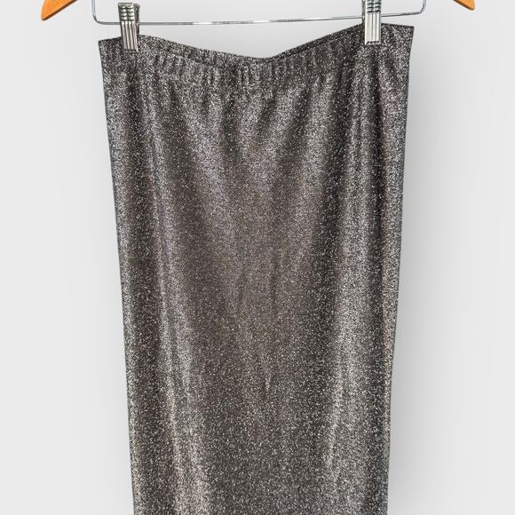 Boohoo Black Glitter Maxi Skirt Size 6 Low Rise Longline Fitted Pull On Y2K - Picture 6 of 8